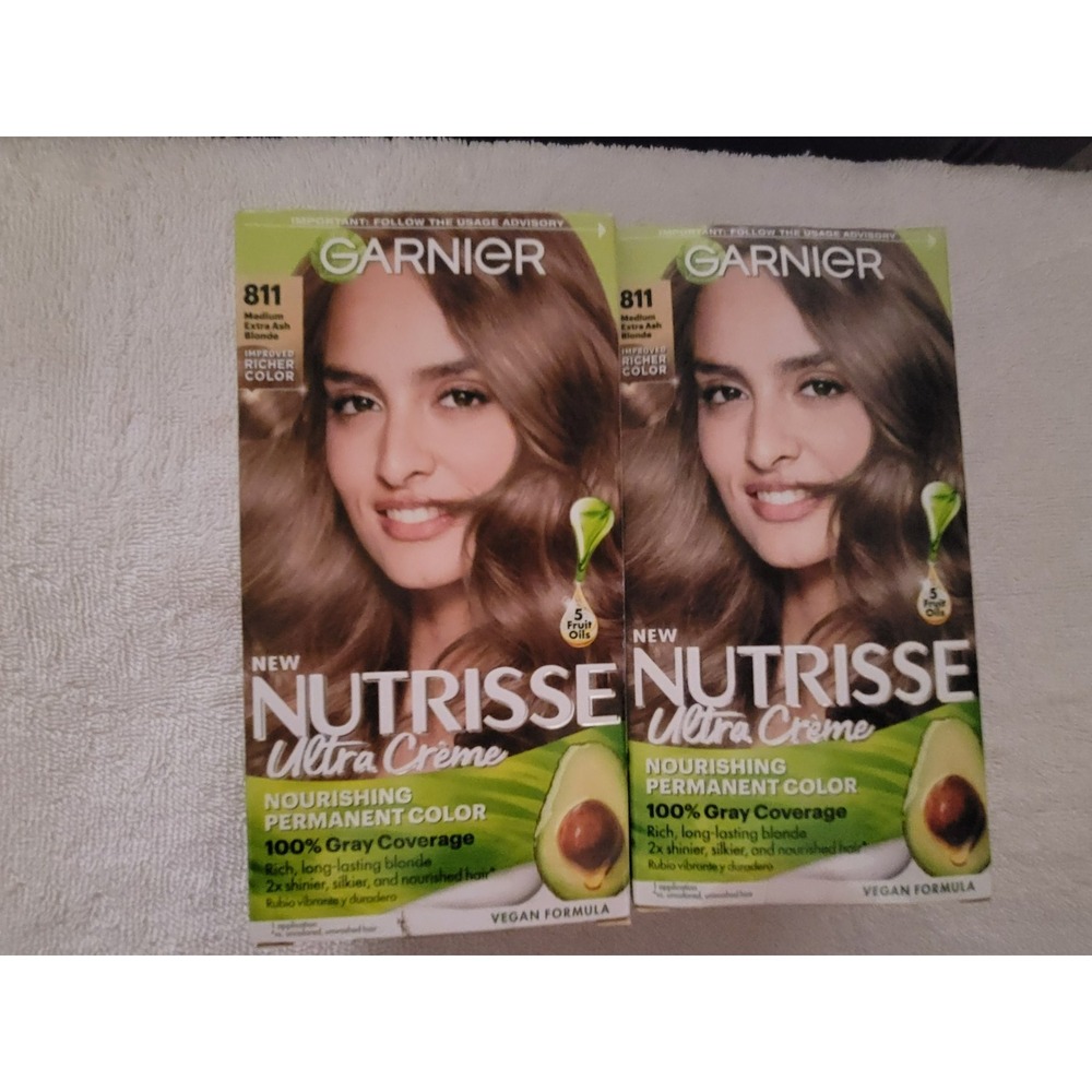2 Garnier Nutrisse Ultra Creme - 811 Medium Extra Ash Blonde, Frozen Mochaccino
